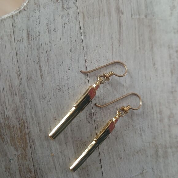 Vintage 80's Laurel Burch Artistic Earrings with Black and Pink Homme Man Signed - Picture 6 of 13